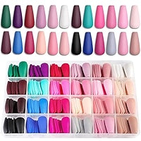 576 Pcs Nail Box Coffin Shapes 24 Colors