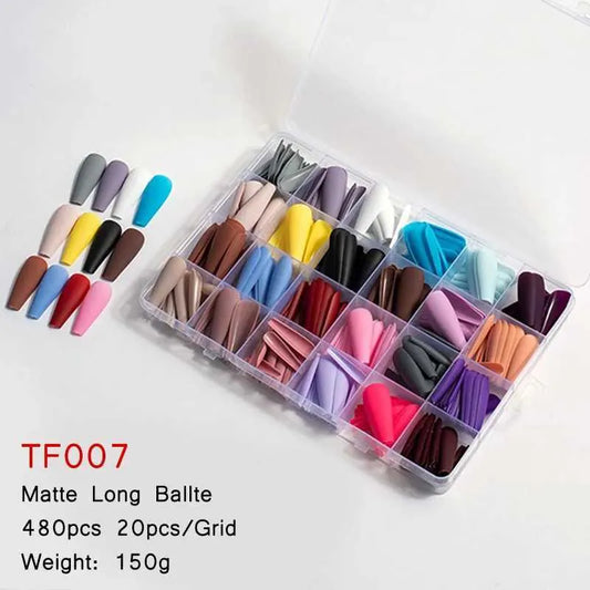 576 Pcs Nail Box Coffin Shapes 24 Colors